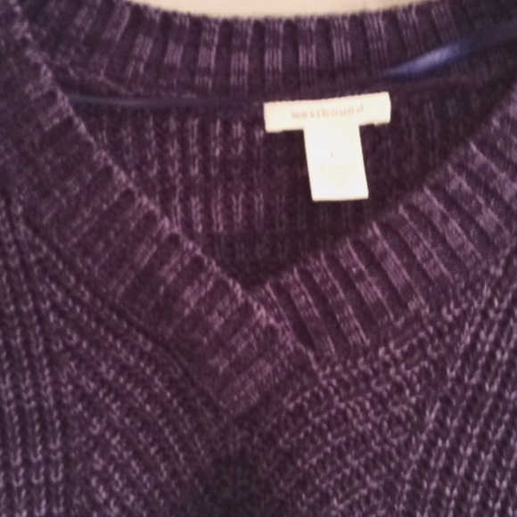 Westbound Blue Cable Knit Long Sleeve V-Neck Sweater 💙🌀💙 - Picture 3 of 9